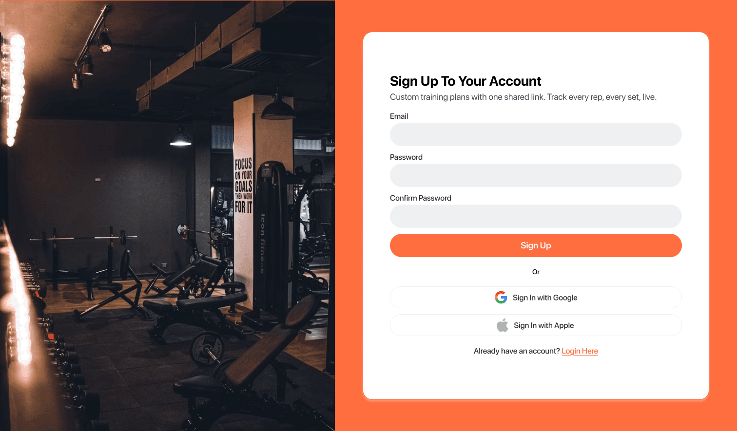 FitTree sign-up screen