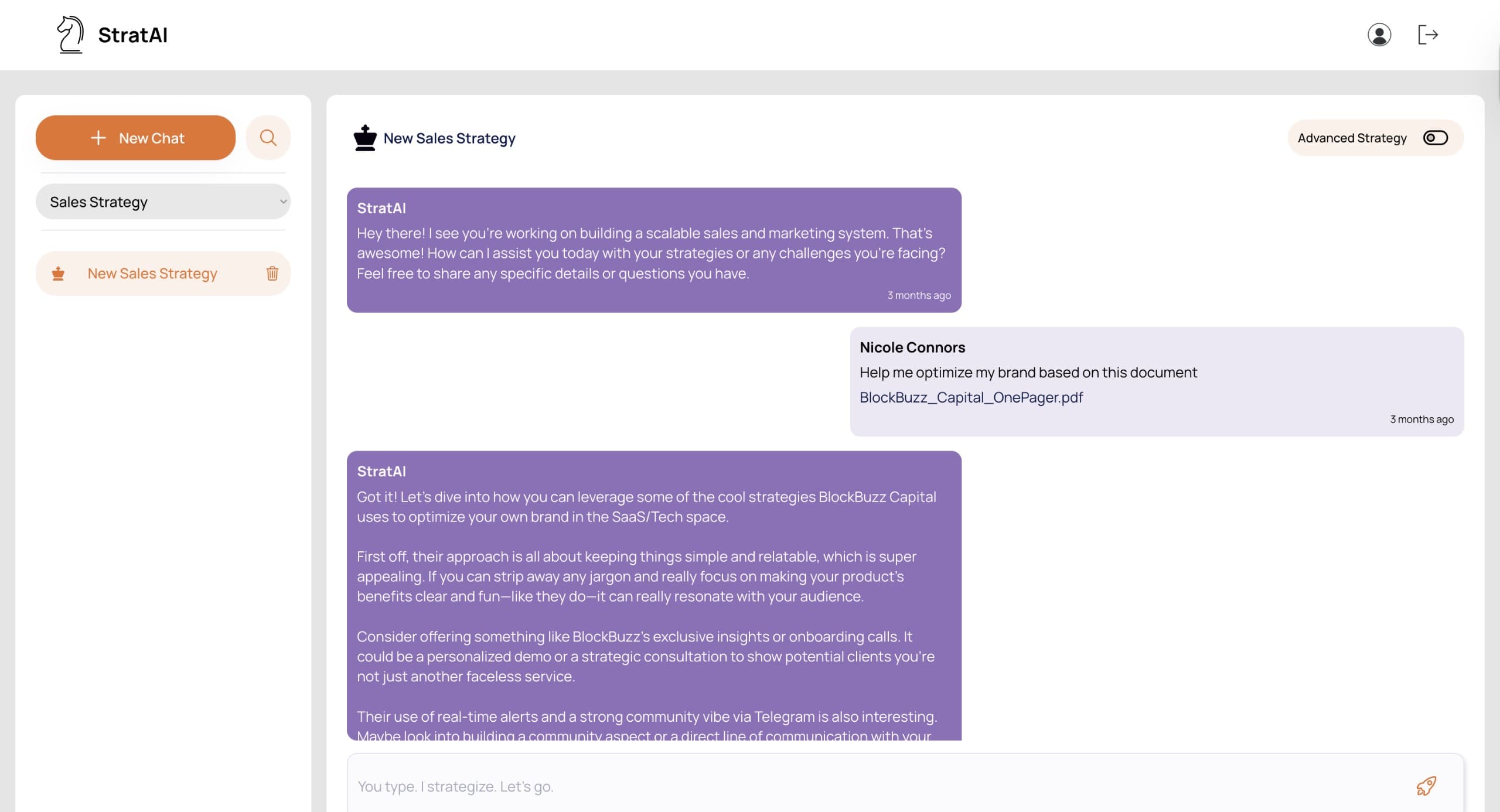 StratAI strategy chat