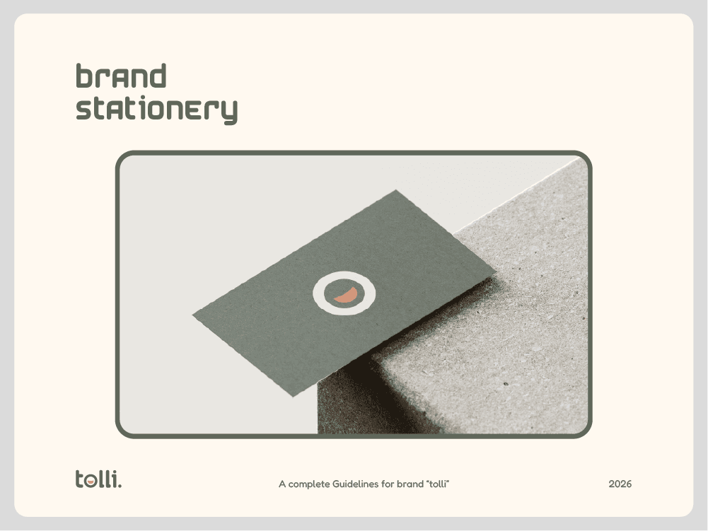 Tolli business card, back with brand mark
